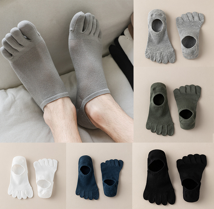 Toe Sock Split - 남성용 투명 발가락 양말 5켤레, 여름용