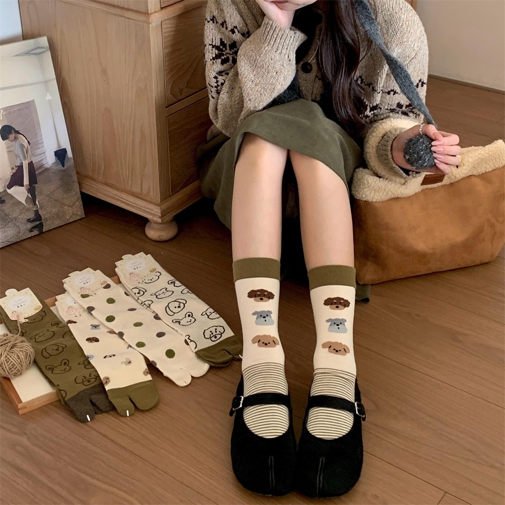 개 그림 일러스트레이션 타비 스플릿 토 심리스 토 미드 - Toe Sock Split 리뷰 및 가격